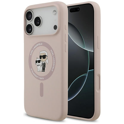 Pouzdro MagSafe pro Apple iPhone 17 Pro Max, Karl Lagerfeld, Ring Karl & Choupette, Růžové