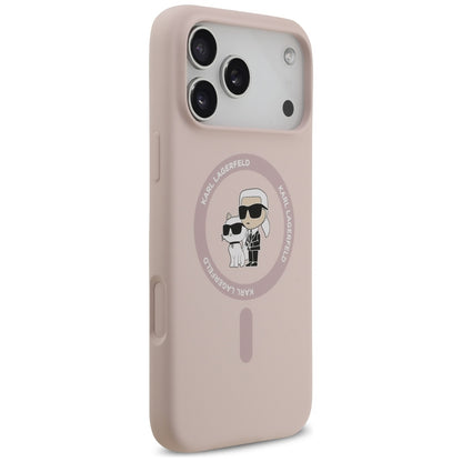 Pouzdro MagSafe pro Apple iPhone 17 Pro Max, Karl Lagerfeld, Ring Karl & Choupette, Růžové