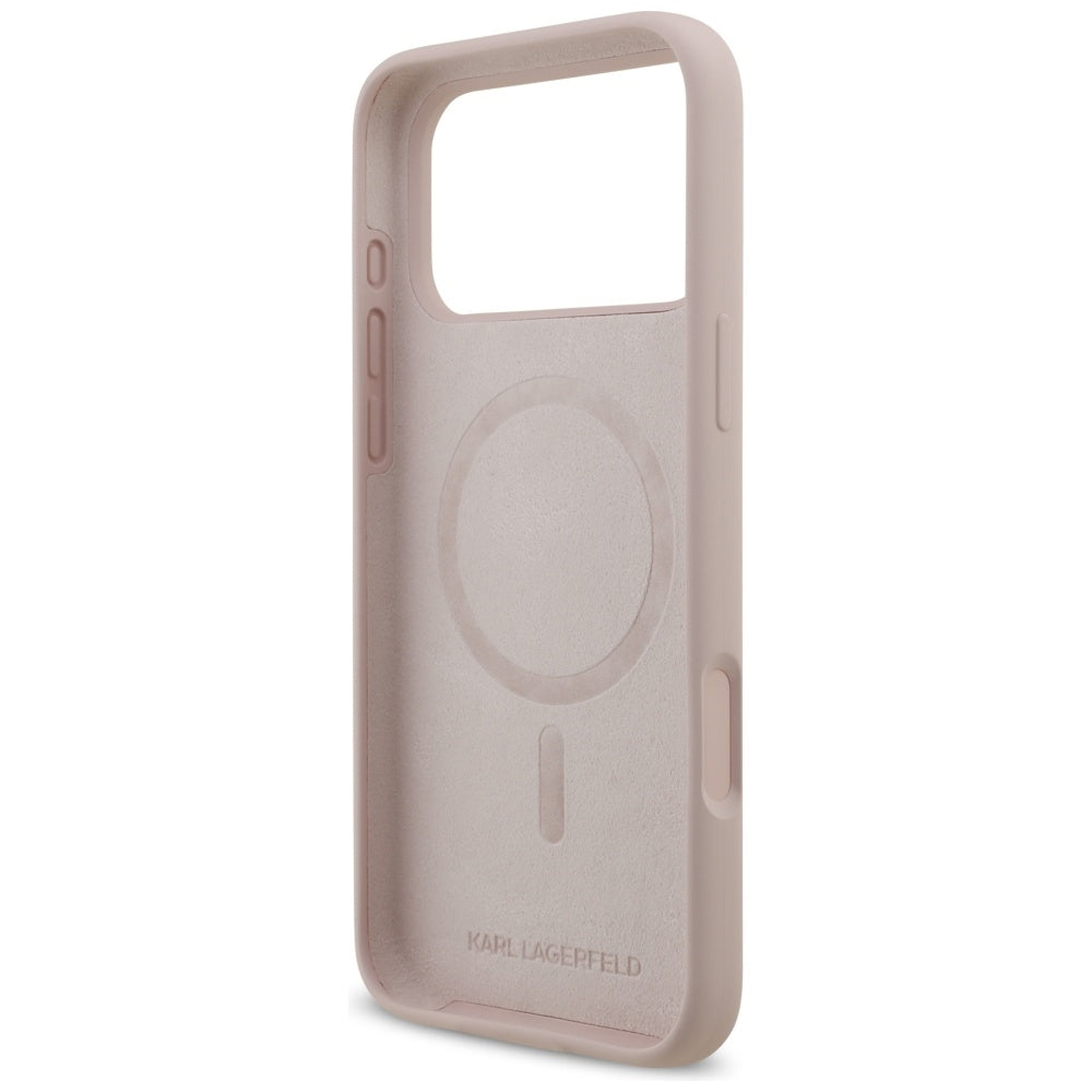 Pouzdro MagSafe pro Apple iPhone 17 Pro Max, Karl Lagerfeld, Ring Karl & Choupette, Růžové