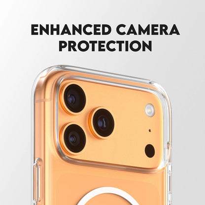 Pouzdro MagSafe pro Apple iPhone 17 Pro Max, PanzerGlass, s funkcí stojánku, průhledné bílé.