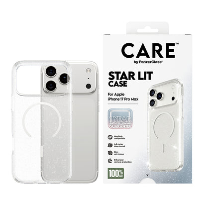 Pouzdro MagSafe pro Apple iPhone 17 Pro Max, PanzerGlass, Care Urban Explorer Star Lit, Průhledná Bílá
