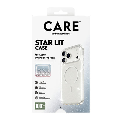Pouzdro MagSafe pro Apple iPhone 17 Pro Max, PanzerGlass, Care Urban Explorer Star Lit, Průhledná Bílá