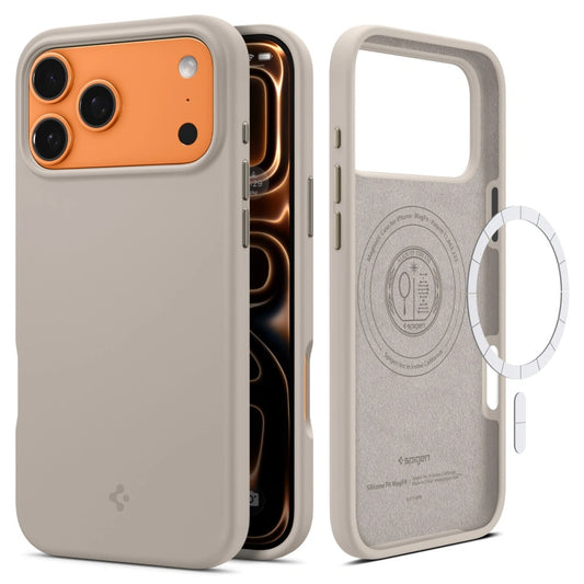 Pouzdro MagSafe pro Apple iPhone 17 Pro Max, Spigen, Silicone Fit, Krémové