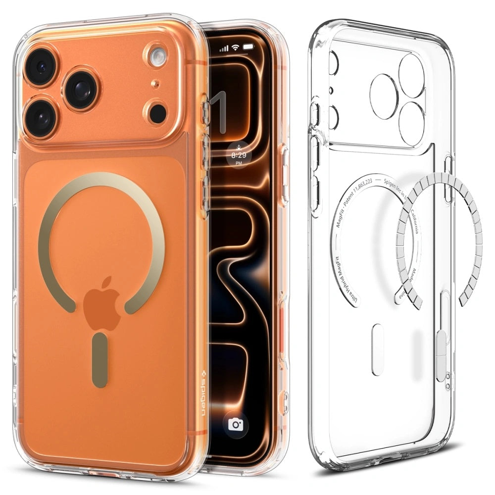 Pouzdro MagSafe pro Apple iPhone 17 Pro Max, Spigen, Ultra Hybrid, Průhledné Zlaté