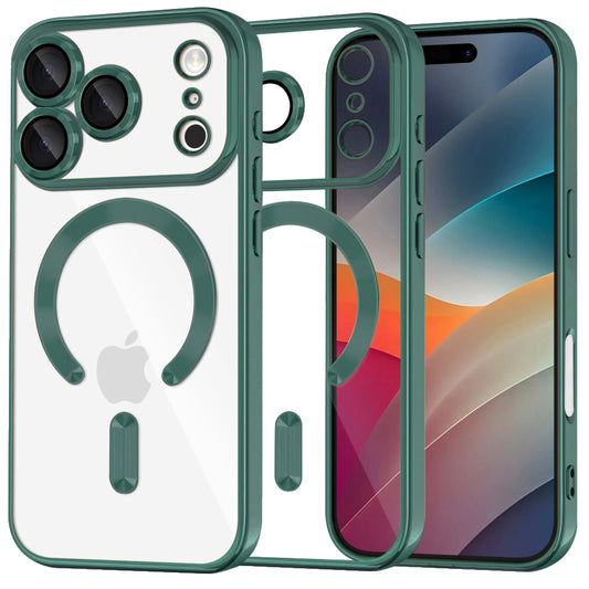 Pouzdro MagSafe pro Apple iPhone 17 Pro Max, Techsuit, Luxury Crystal, Tmavě zelená