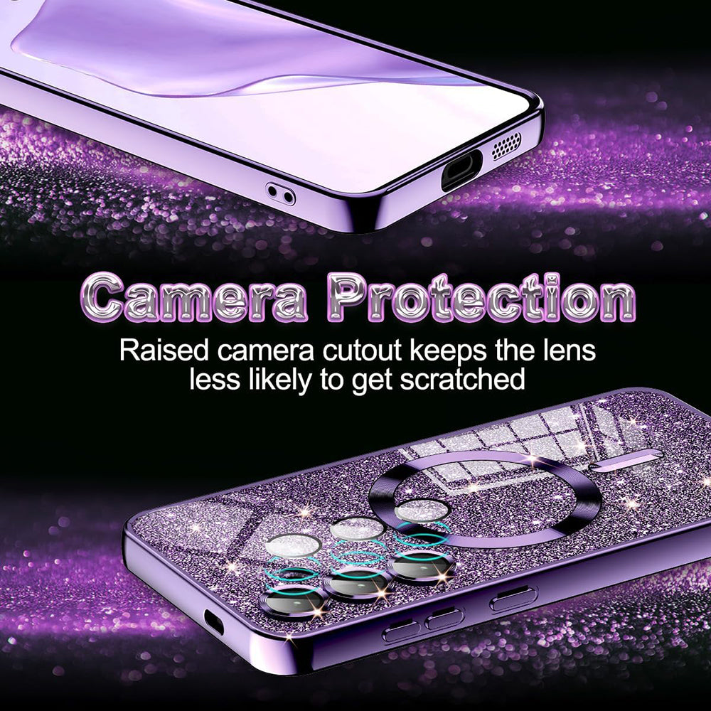 MagSafe Case for Apple iPhone 17 Pro Max, Techsuit, Luxury Glitter, Dark Purple
