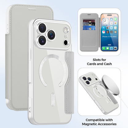 Pouzdro MagSafe pro Apple iPhone 17 Pro Max, Techsuit, SmartMag Book, Šedá