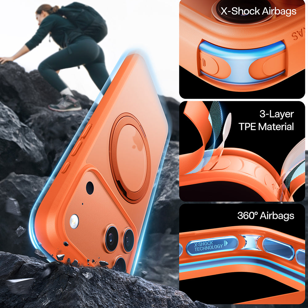 Pouzdro MagSafe pro Apple iPhone 17 Pro Max, Torras, Ostand Pro, Oranžové