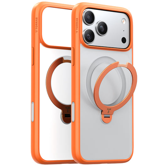 Pouzdro MagSafe pro Apple iPhone 17 Pro Max, Torras, Ostand Spin, Oranžové