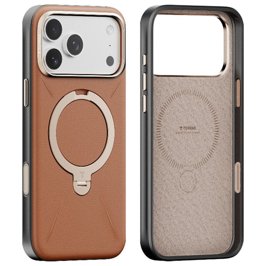 Pouzdro MagSafe pro Apple iPhone 17 Pro Max, Torras, QPRO Leather, Hnědá