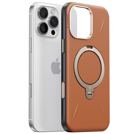 Pouzdro MagSafe pro Apple iPhone 17 Pro Max, Torras, QPRO Leather, Hnědá