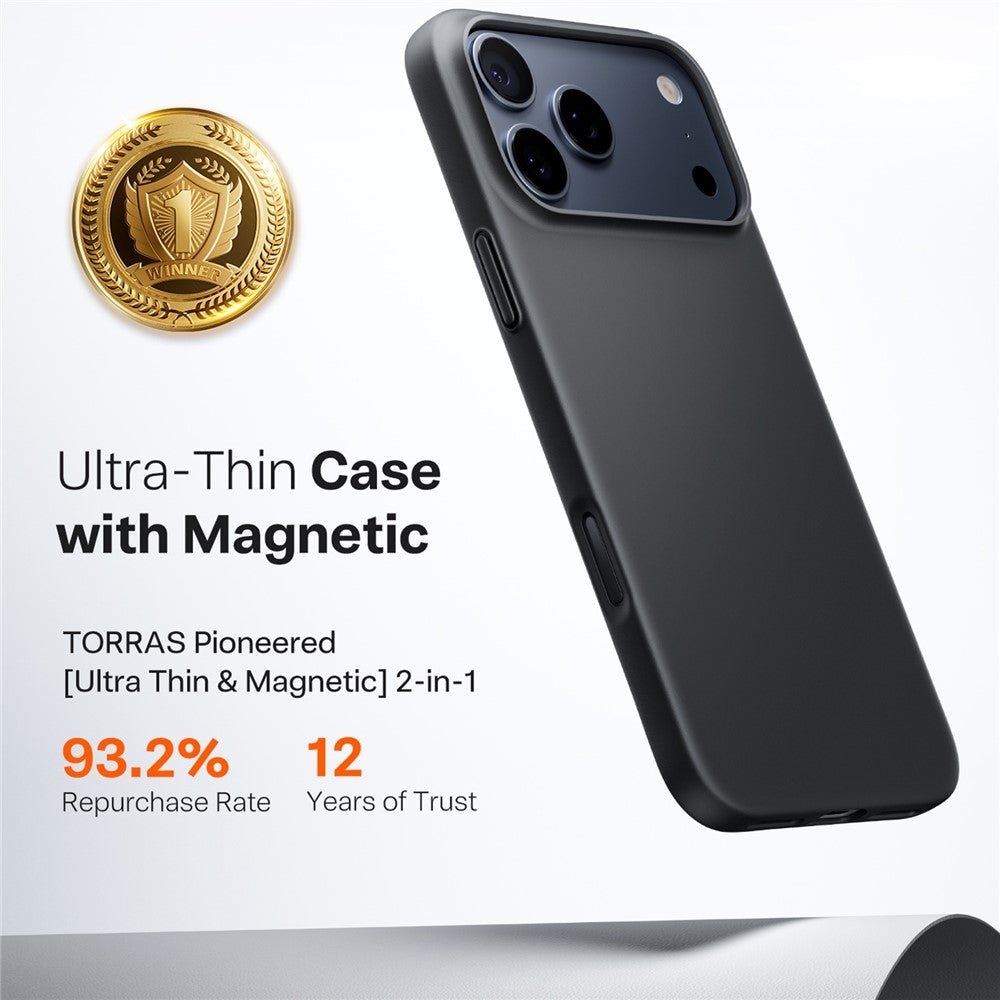 Pouzdro MagSafe pro Apple iPhone 17 Pro Max, Torras, SlimFit, Černé
