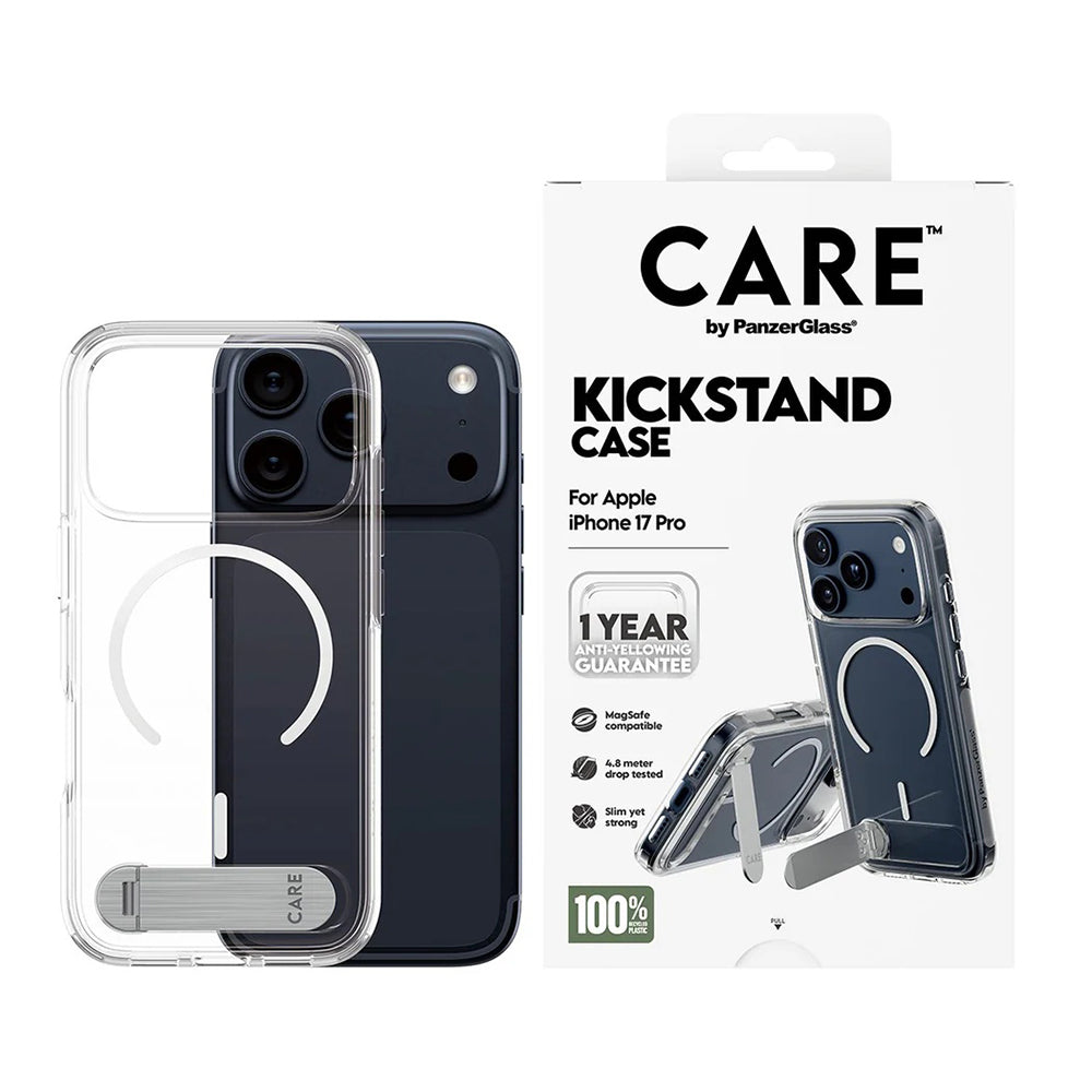 Pouzdro MagSafe pro Apple iPhone 17 Pro, PanzerGlass, s funkcí stojánku, průhledné