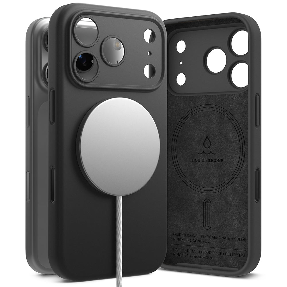 Pouzdro MagSafe pro Apple iPhone 17 Pro, Ringke, Silikonové, Černé