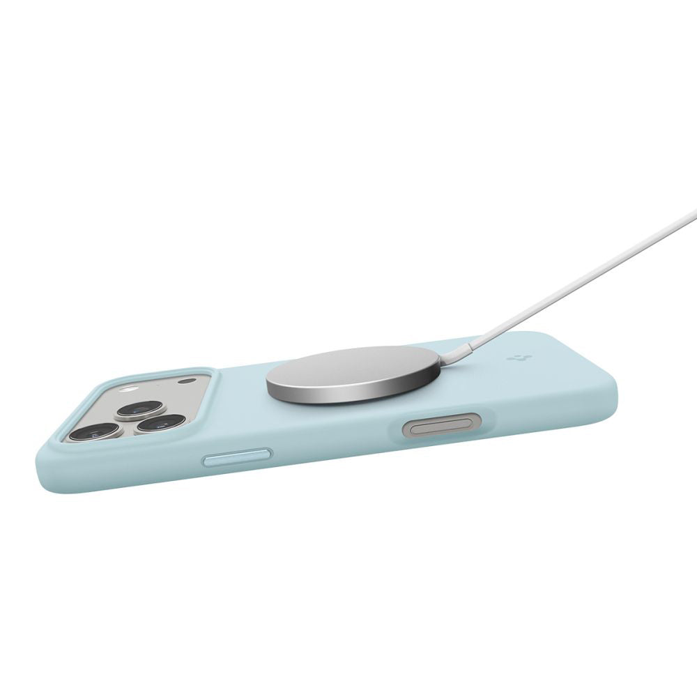 Pouzdro MagSafe pro Apple iPhone 17 Pro, Spigen, Silicone Fit, Modrá