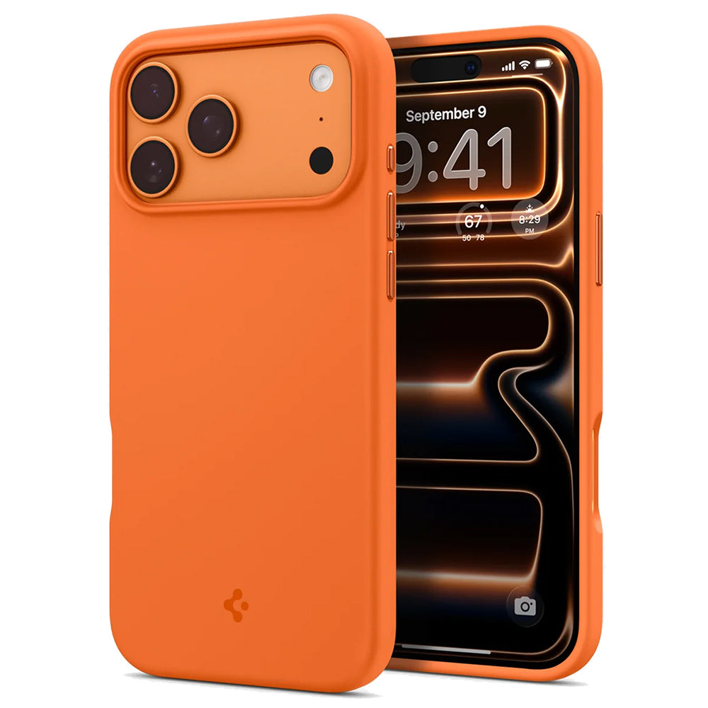 Pouzdro MagSafe pro Apple iPhone 17 Pro, Spigen, Silicone Fit, Oranžové ACS11379