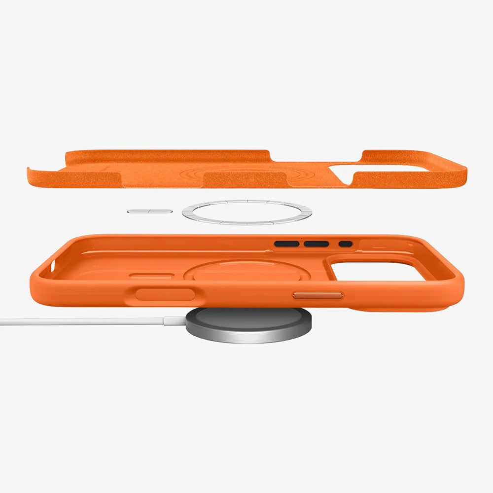 Pouzdro MagSafe pro Apple iPhone 17 Pro, Spigen, Silicone Fit, Oranžové ACS11379