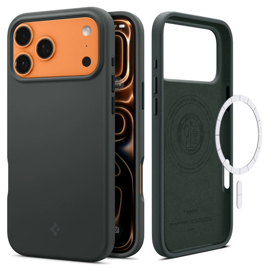 Pouzdro MagSafe pro Apple iPhone 17 Pro, Spigen, Silicone Fit, Zelená