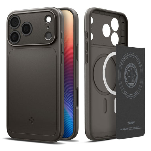 Pouzdro MagSafe pro Apple iPhone 17 Pro, Spigen, Thin Fit, Šedé