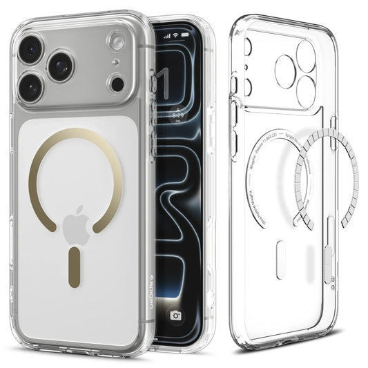 Pouzdro MagSafe pro Apple iPhone 17 Pro, Spigen, Ultra Hybrid, Průhledné Zlaté