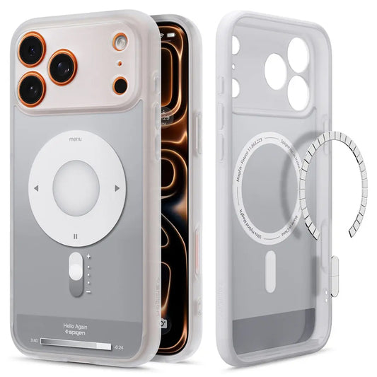 Pouzdro MagSafe pro Apple iPhone 17 Pro, Spigen, Ultra Hybrid Classic, Stříbrné