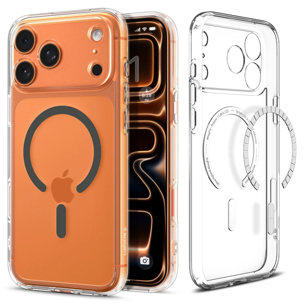Pouzdro MagSafe pro Apple iPhone 17 Pro, Spigen, Ultra Hybrid, Šedé