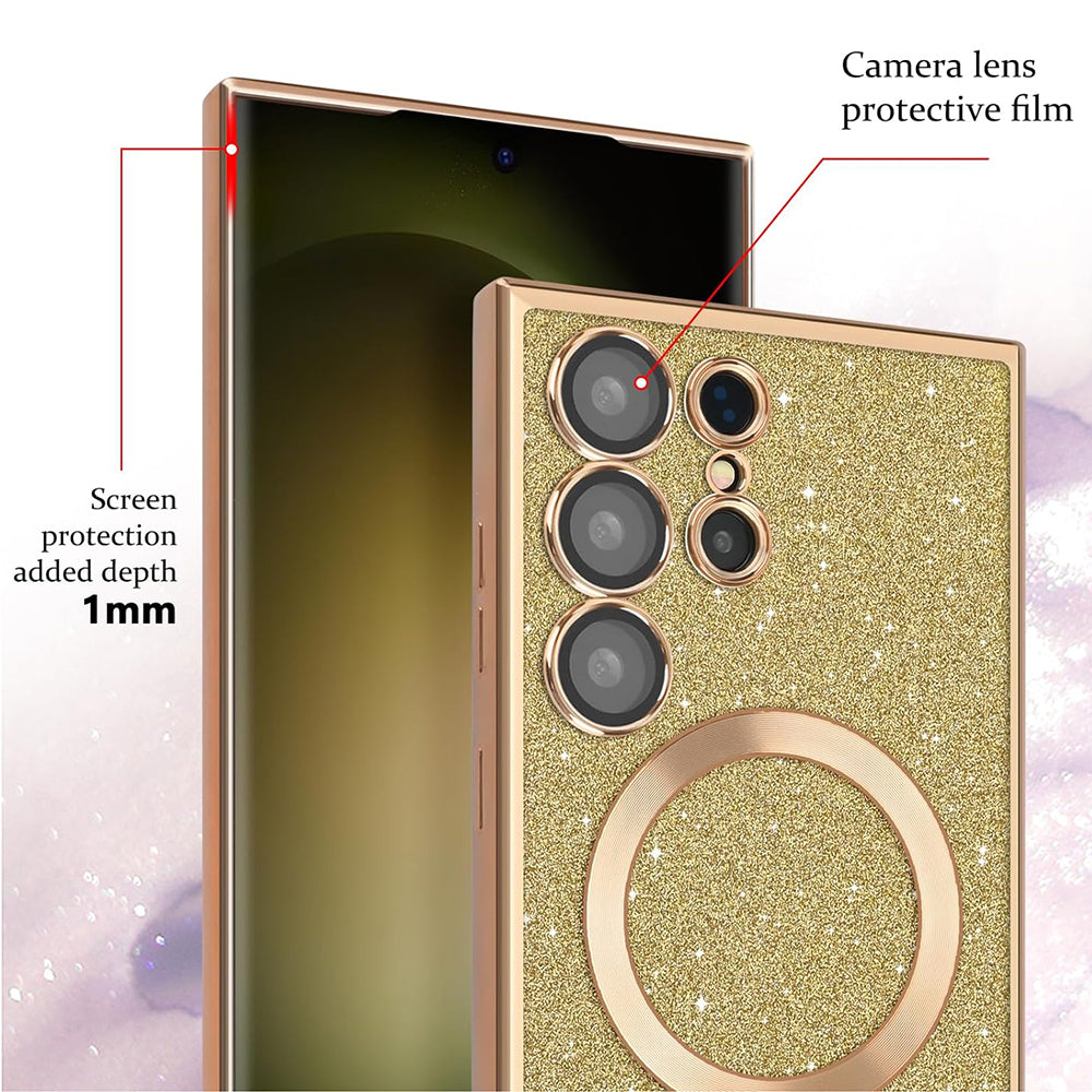 Pouzdro MagSafe pro Apple iPhone 17 Pro, Techsuit, Luxury Glitter, Růžová