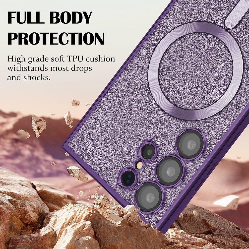 Pouzdro MagSafe pro Apple iPhone 17 Pro, Techsuit, Luxury Glitter, Růžová
