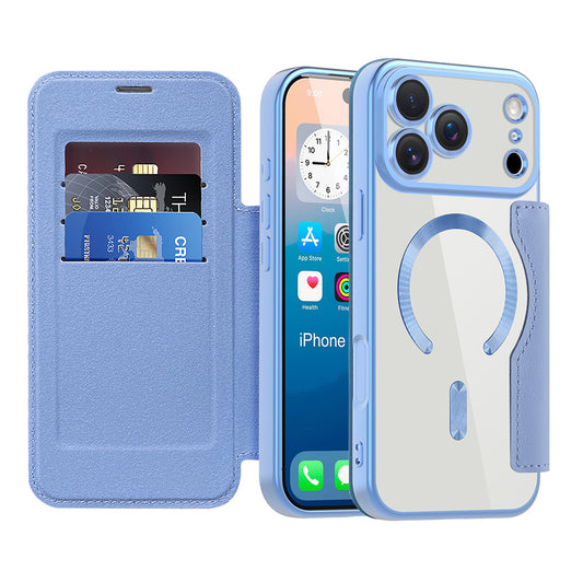 Pouzdro MagSafe pro Apple iPhone 17 Pro, Techsuit, SmartMag Book, Bleu