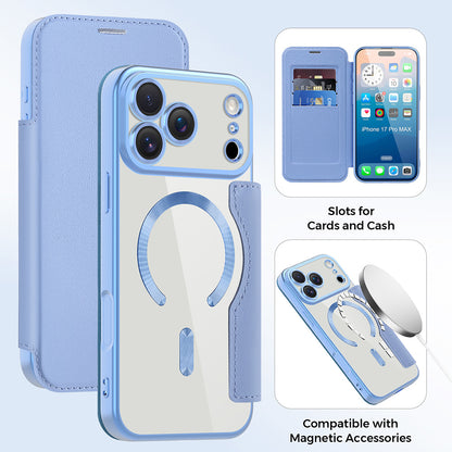 Pouzdro MagSafe pro Apple iPhone 17 Pro, Techsuit, SmartMag Book, Bleu