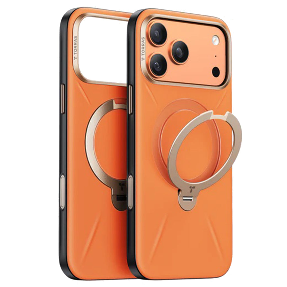 Pouzdro MagSafe pro Apple iPhone 17 Pro, Torras, QPRO Leather, Oranžová
