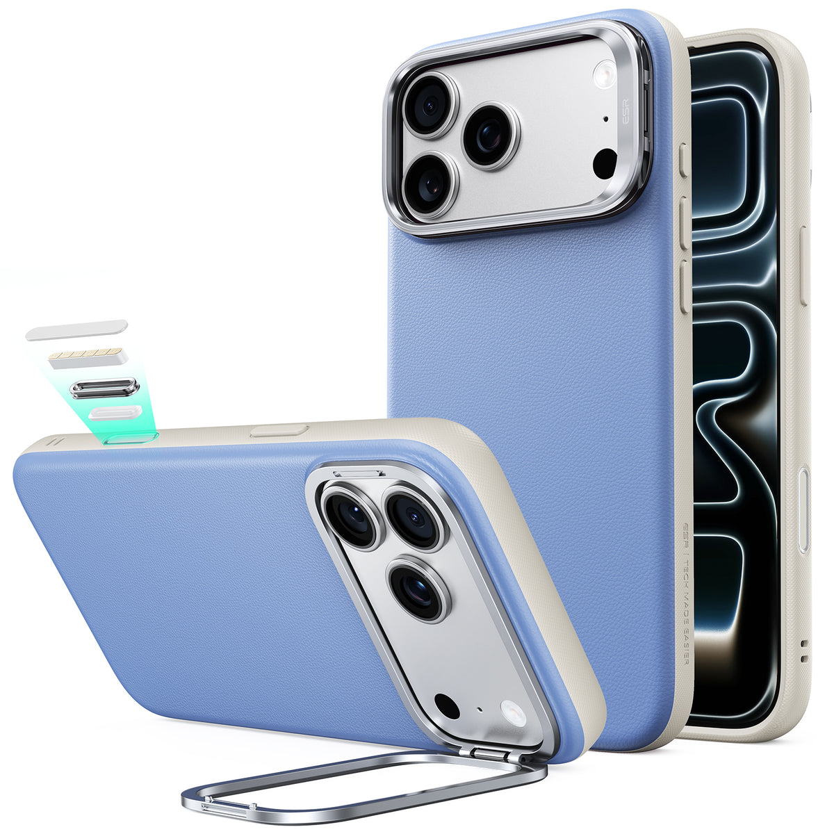 MagSafe pouzdro pro Apple iPhone 18 Pro / 17 Pro, ESR, Atelier s podpěrkou, modré