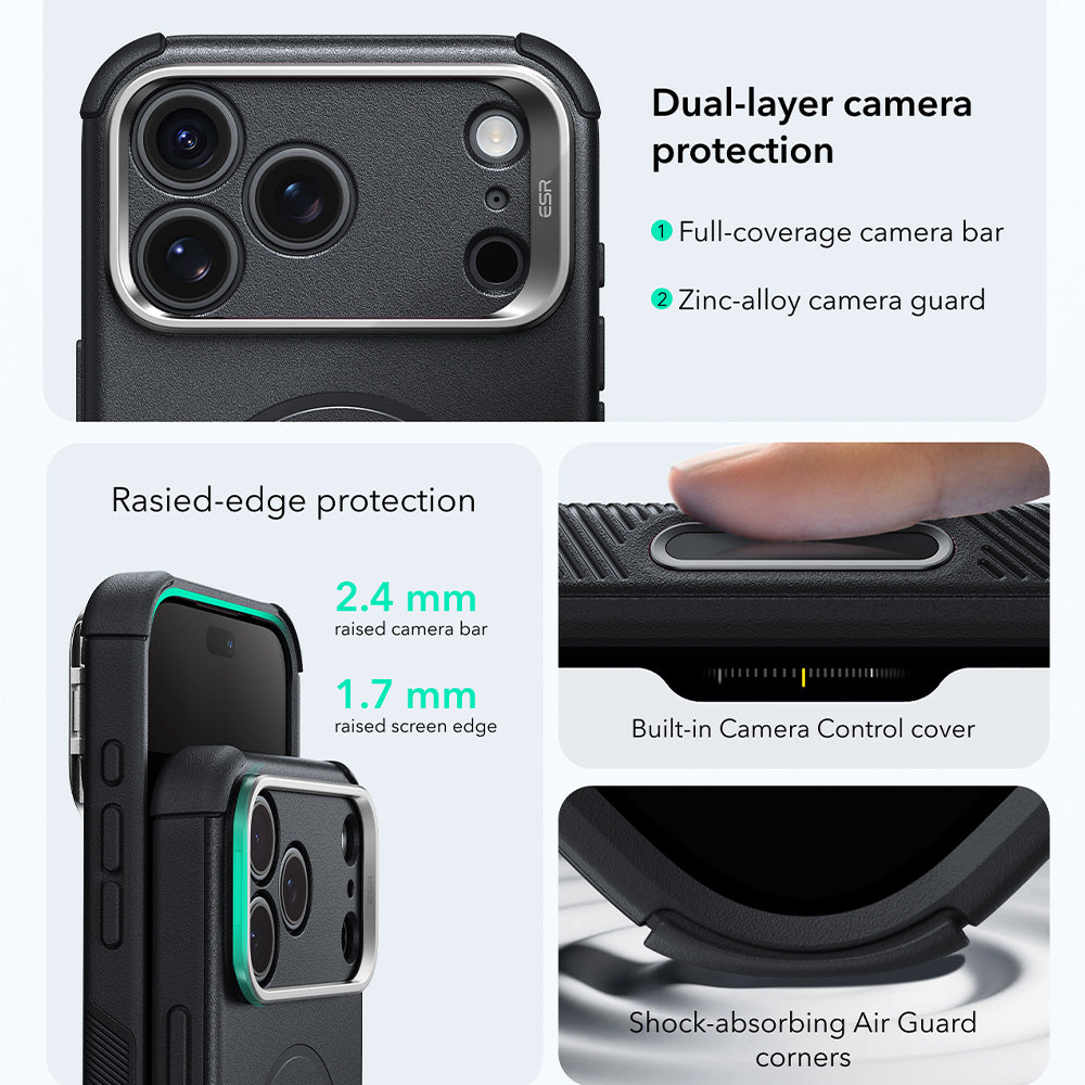 MagSafe pouzdro pro Apple iPhone 18 Pro / 17 Pro, ESR, Cyber Armor Kickstand, černé