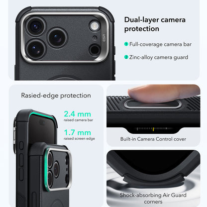 MagSafe pouzdro pro Apple iPhone 18 Pro / 17 Pro, ESR, Cyber Armor Kickstand, černé