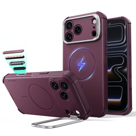 MagSafe pouzdro pro Apple iPhone 18 Pro / 17 Pro, ESR, Cyber Armor Kickstand, Tmavě vínová matná