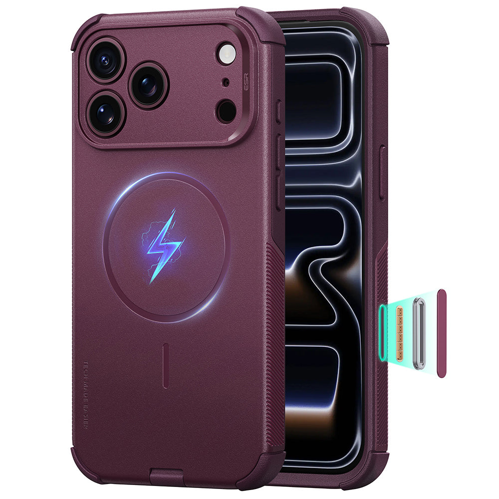 MagSafe Case for Apple iPhone 18 Pro / 17 Pro, ESR, Cyber, Satin Dark Burgundy