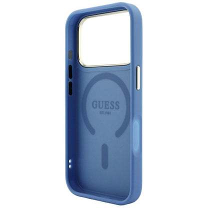 MagSafe pouzdro pro Apple iPhone 18 Pro / 17 Pro, Guess, 4G Embossed Classic, Modrá
