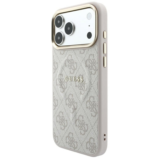 Pouzdro MagSafe pro Apple iPhone 18 Pro / 17 Pro, Guess, 4G Embossed Ring Classic Logo, růžové