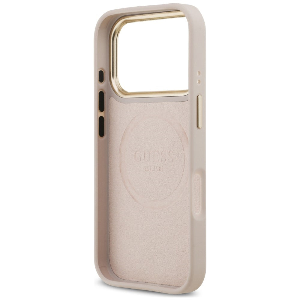 MagSafe Case for Apple iPhone 18 Pro / 17 Pro, Guess, 4G Logo Plate, Pink
