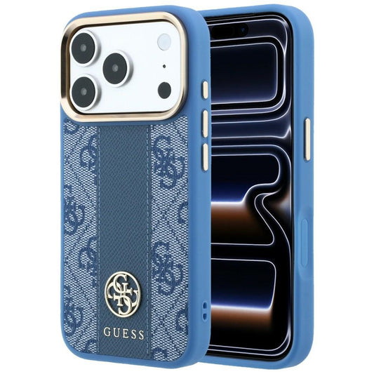 MagSafe pouzdro pro Apple iPhone 18 Pro / 17 Pro, Guess, 4G Stripe Round Classic Logo, modré