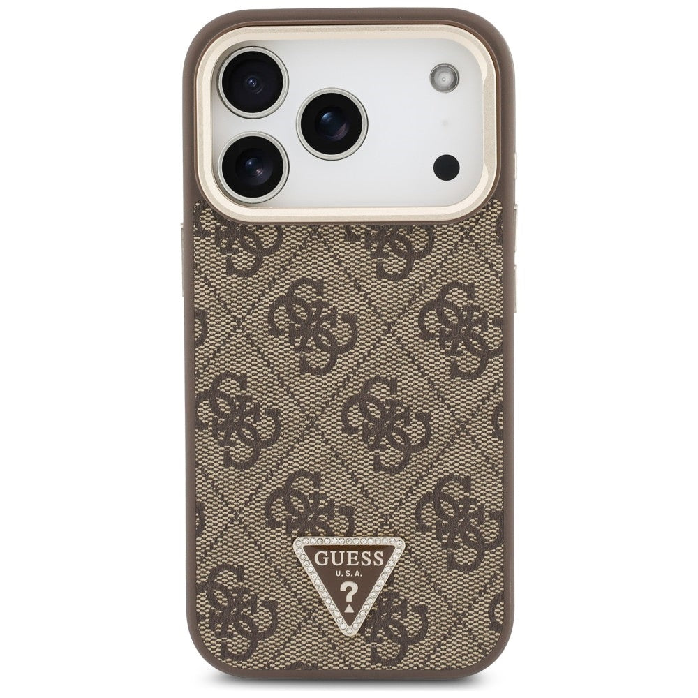 MagSafe Case for Apple iPhone 18 Pro / 17 Pro, Guess, 4G Triangle Logo & Camera Stand, Brown