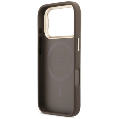 MagSafe Case for Apple iPhone 18 Pro / 17 Pro, Guess, 4G Triangle Logo & Camera Stand, Brown