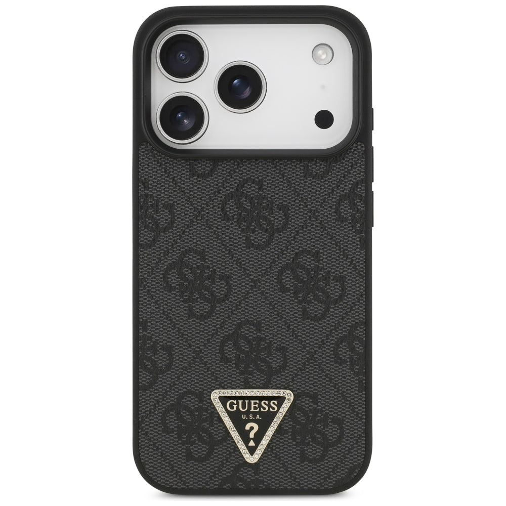 MagSafe pouzdro pro Apple iPhone 18 Pro / 17 Pro, Guess, 4G Triangle Strass, Černá