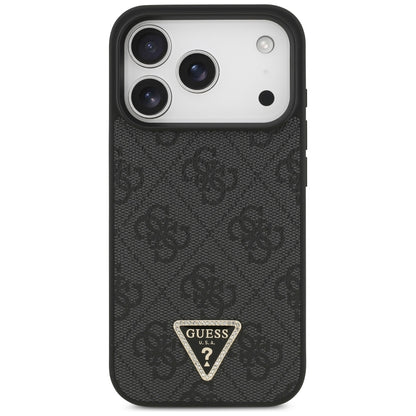 MagSafe pouzdro pro Apple iPhone 18 Pro / 17 Pro, Guess, 4G Triangle Strass, Černá