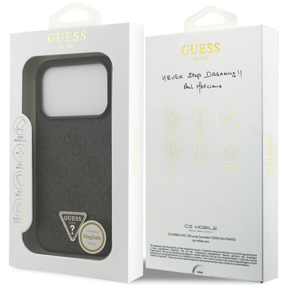 MagSafe pouzdro pro Apple iPhone 18 Pro / 17 Pro, Guess, 4G Triangle Strass, Černá