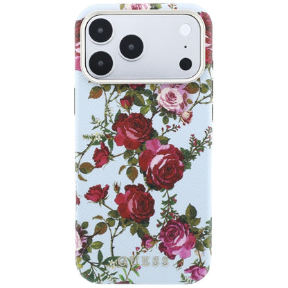 Pouzdro MagSafe pro Apple iPhone 18 Pro / 17 Pro, Guess, Blossom Roses Print, modré