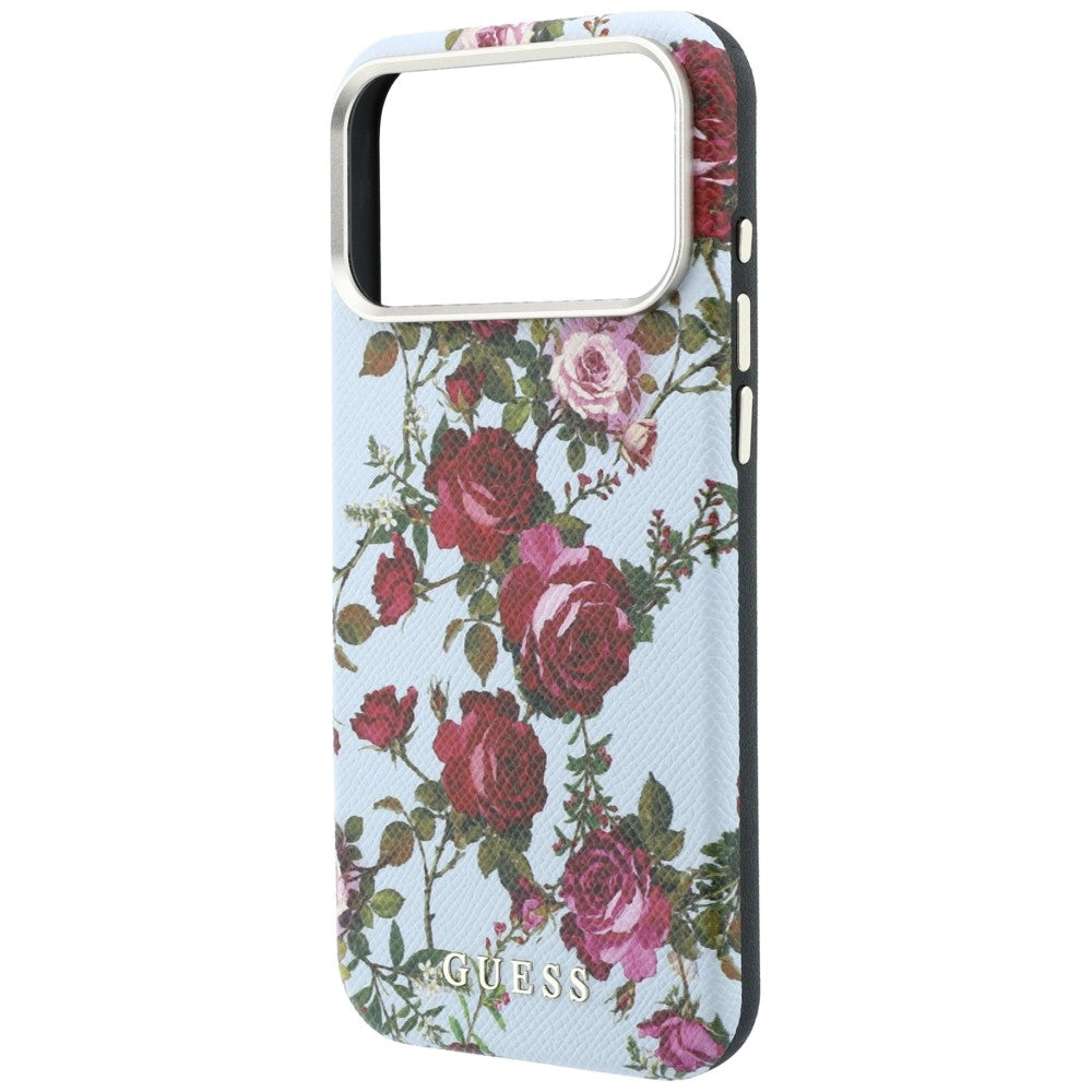 Pouzdro MagSafe pro Apple iPhone 18 Pro / 17 Pro, Guess, Blossom Roses Print, modré