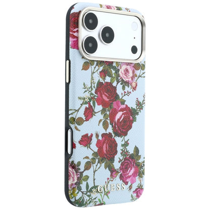 Pouzdro MagSafe pro Apple iPhone 18 Pro / 17 Pro, Guess, Blossom Roses Print, modré