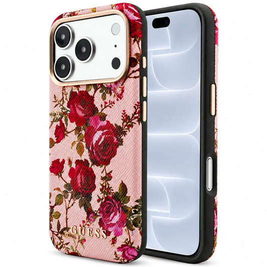 Pouzdro MagSafe pro Apple iPhone 18 Pro / 17 Pro, Guess, Blossom Roses Print, růžové
