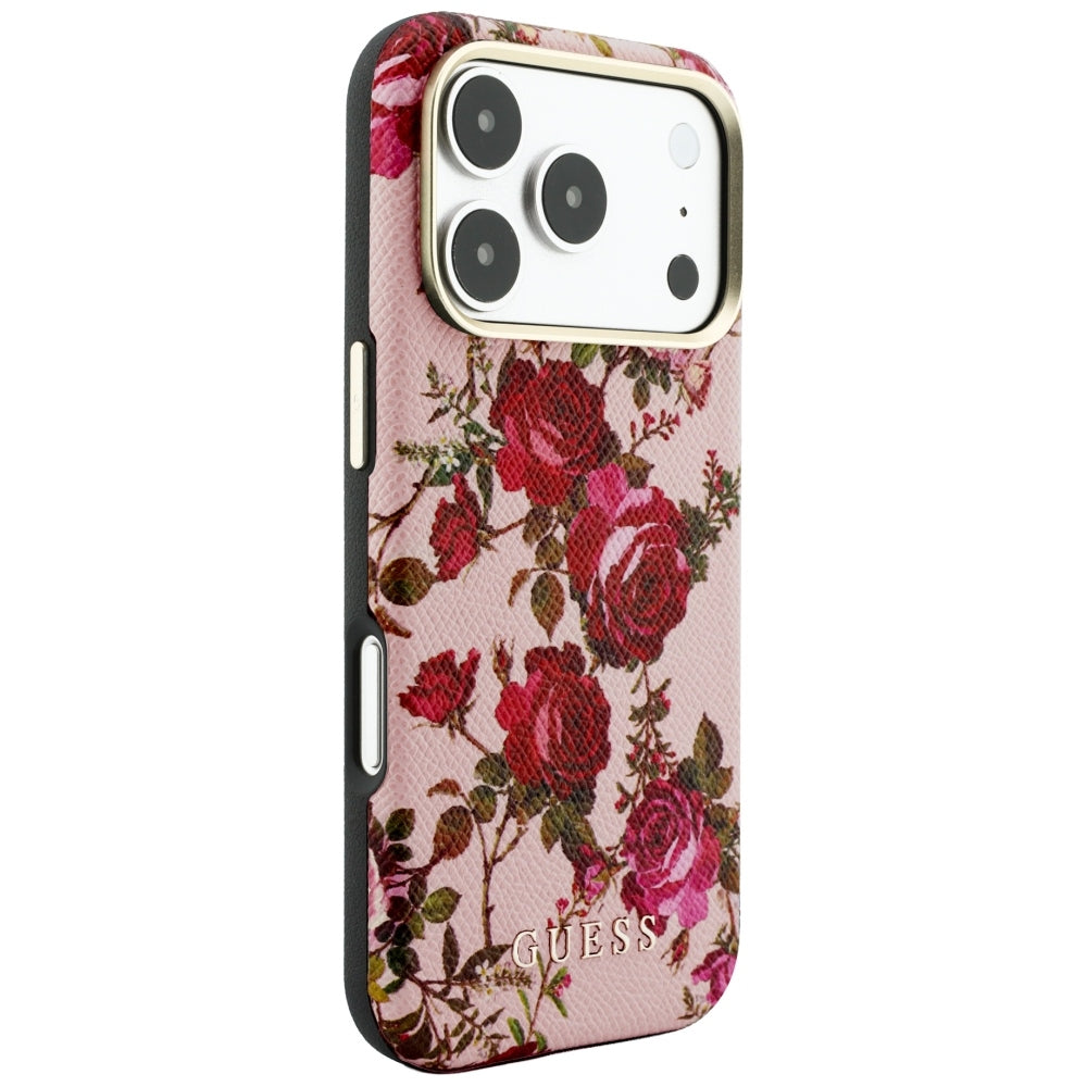 Pouzdro MagSafe pro Apple iPhone 18 Pro / 17 Pro, Guess, Blossom Roses Print, růžové